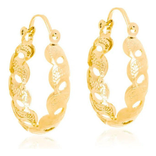 Brinco Argola Laterais Onduladas Vazados Rommanel 522905 em Oferta na Shopee
