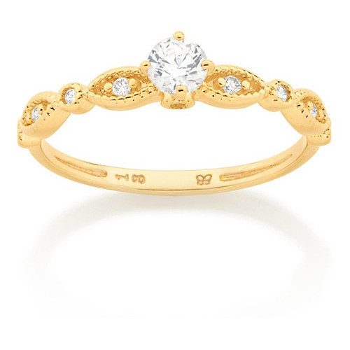 Anel Solitário Com  Zircônias E 1 Cristal Rommanel 512988 em Oferta na Shopee