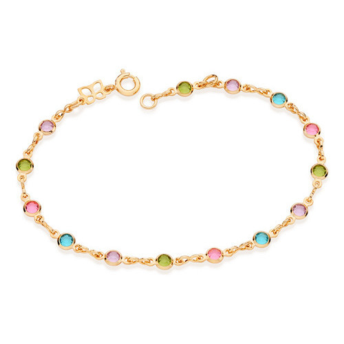 Pulseira  Com Pedras Coloridas 19 Cm Ajustá 550667 em Oferta na Shopee