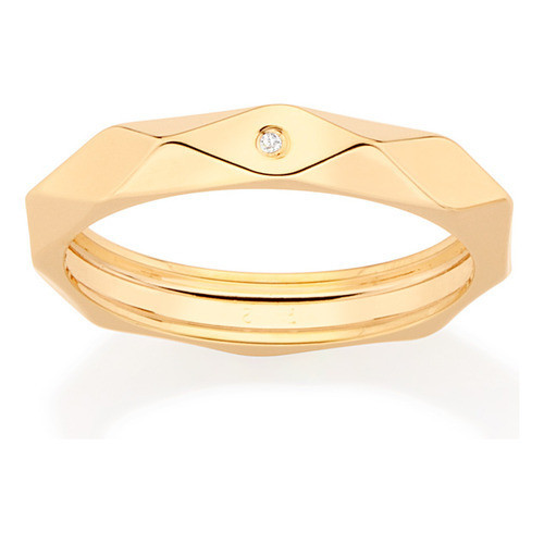 Aliança Rommanel Geométrica Com Zircônia 513219 em Oferta na Shopee