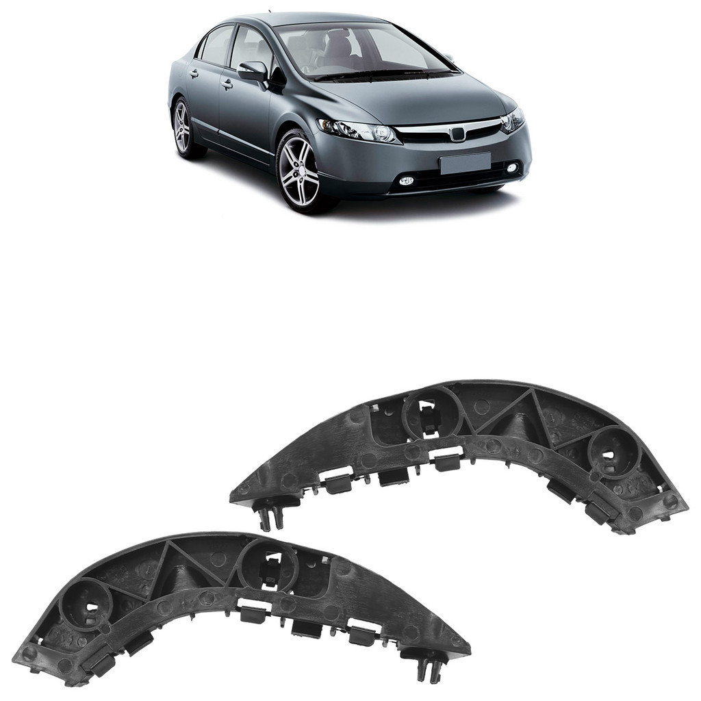 Par Suporte Guia Parachoque Dianteiro Civic 2007 2008 2009 2010 2011 Preto - Spare Parts and Accessories for Vehicles