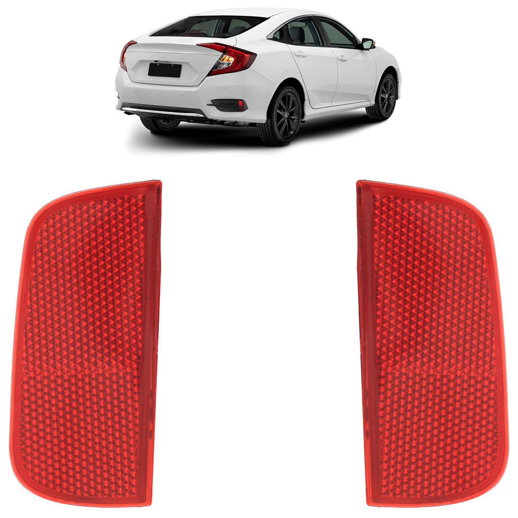 Par Aplique Defletor Civic 2017 2018 2019 2020 2021 Parachoque Traseiro Lente Estriada Acrílico em Oferta na Shopee