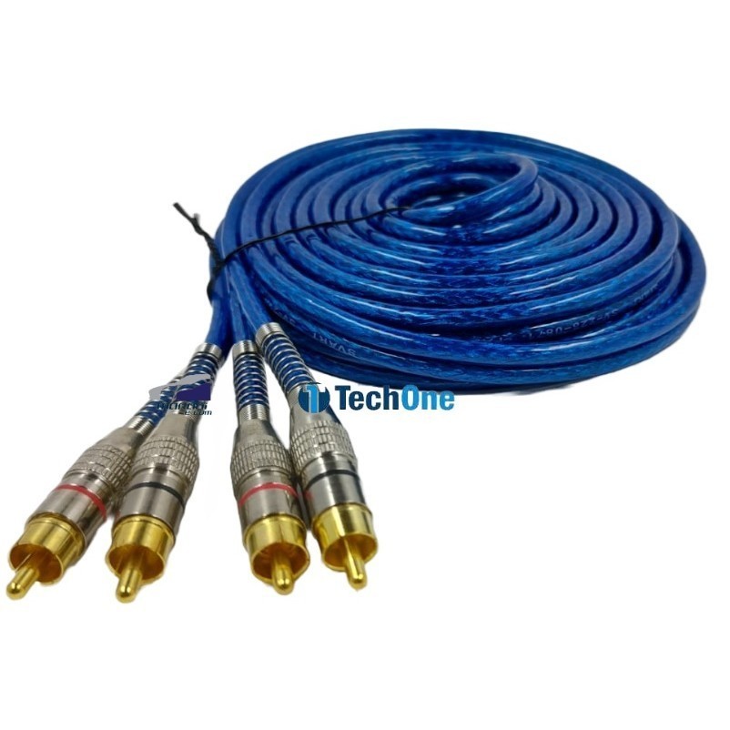 Cabo Rca Reforçado Blindado 5 Metros Plug Metal