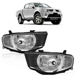 Par Farol L200 Triton 2008 2009 2010 2011 2012 Máscara Negra Foco Simples Lente Lisa Acrilico