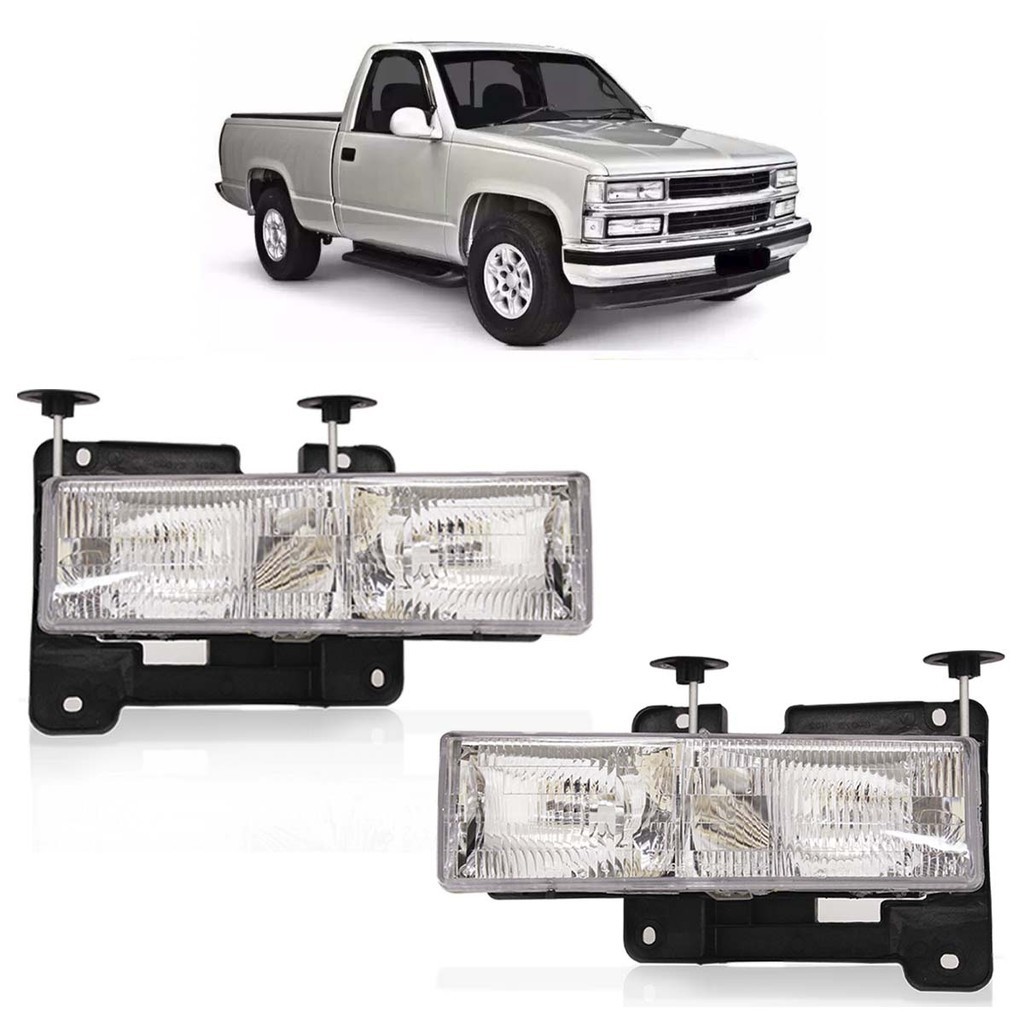 Par Farol Dianteiro Silverado 1997 1998 1999 2000 2001 2002 2003 Máscara Cromada - Spare Parts and Accessories for Vehicles