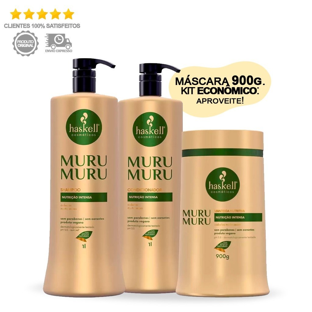 Kit Haskell Murumuru 3 Produtos Máscara de 900g
