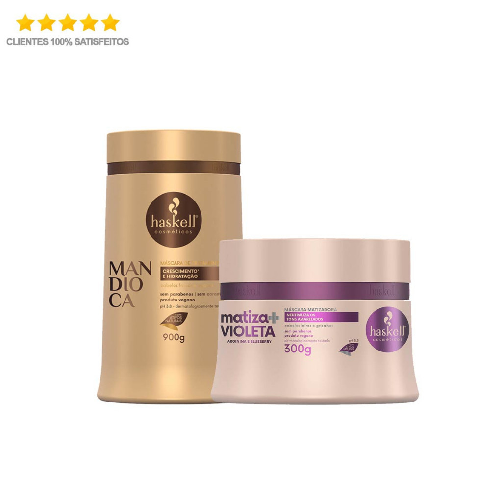 Haskell Mascara De Mandioca 900G + Máscara Matizadora Roxa Matiza+