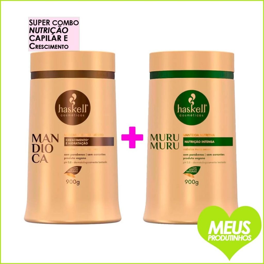 Haskell Máscaras de Cabelo Murumuru 900G + Haskell Mandioca 900G