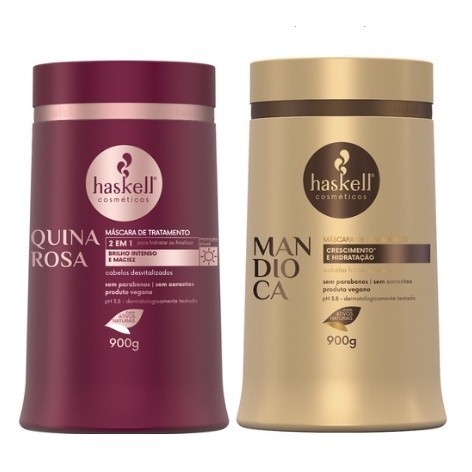 Haskell Kit 2 Máscaras Hidratação Quina Rosa + Mandioca 900G