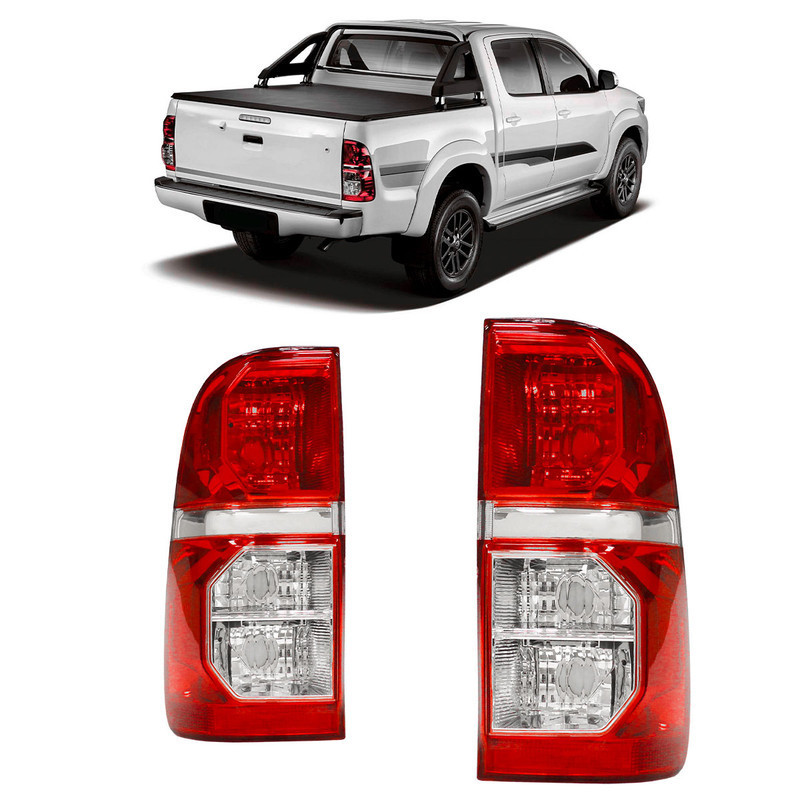 Par Lanterna Traseira Hilux Pickup Sr 2012 2013 2014 2015 Bicolor Lente Lisa Acrilico