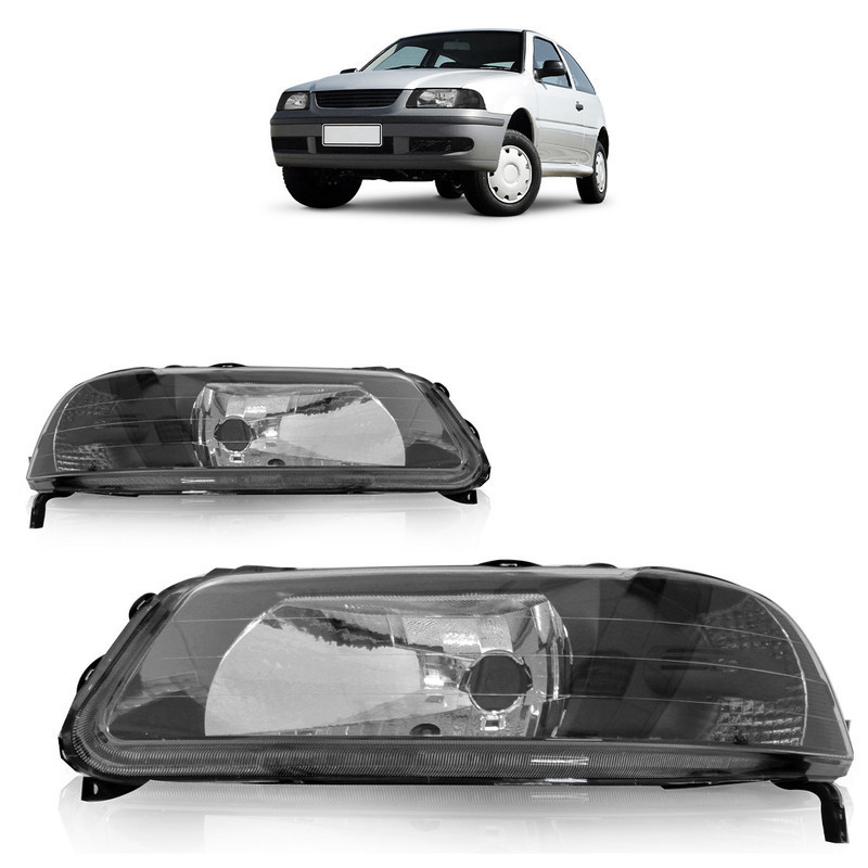 Par Farol Dianteiro Gol Parati Saveiro G3 1999 A 2005 Máscara Negra sem Defletor - Spare Parts and Accessories for Vehicles