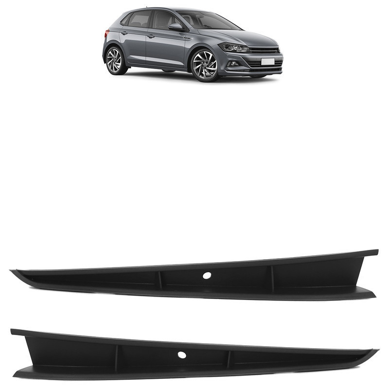 Par Moldura Acabamento Parachoque Dianteiro Polo 2017 2018 2019 2020 Sem Furo - Spare Parts and Accessories for Vehicles
