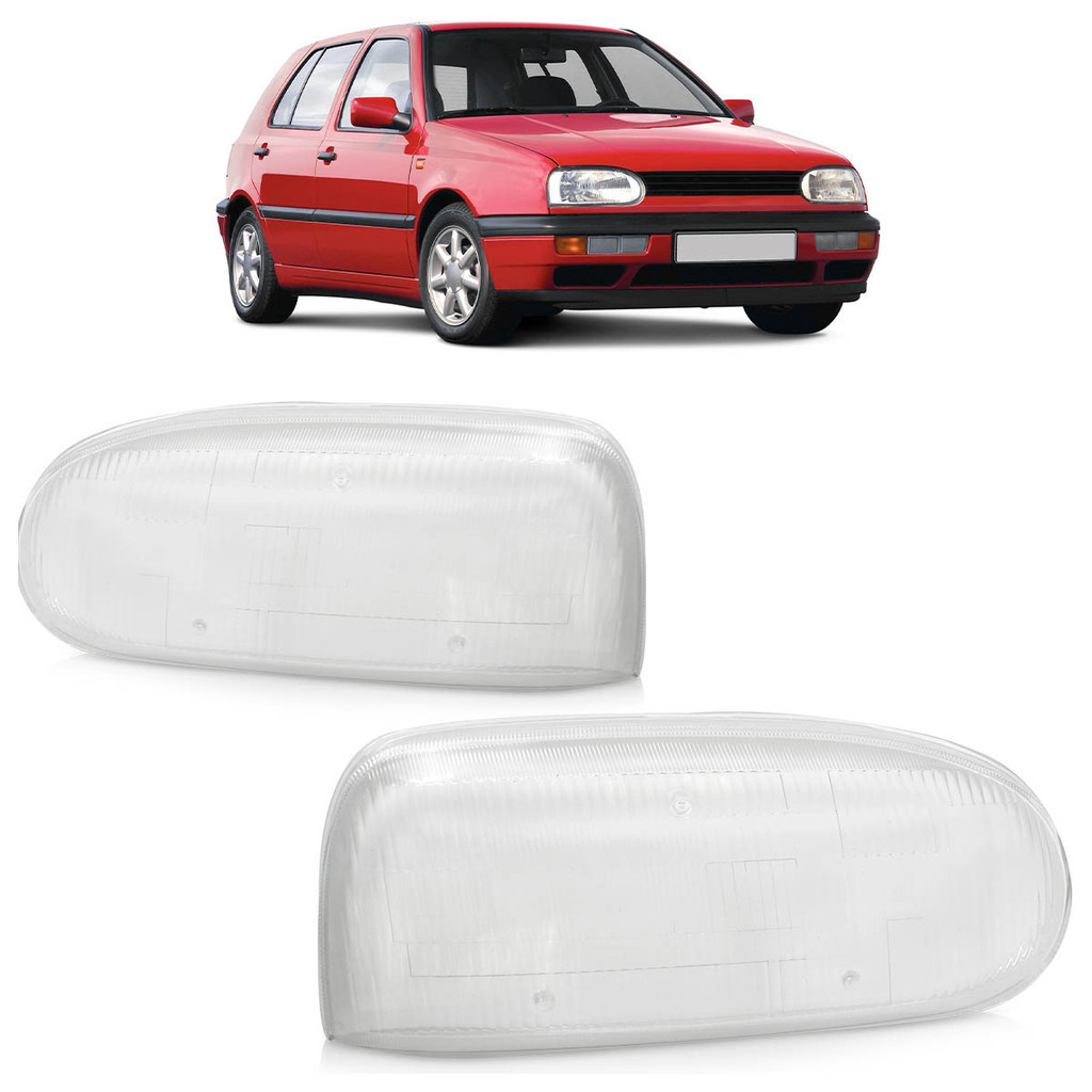 Par Lente Farol Dianteiro Golf Gl Alemão 1994 1995 1996 Transparente Lente Estriada Vidro - Spare Parts and Accessories for Vehicles