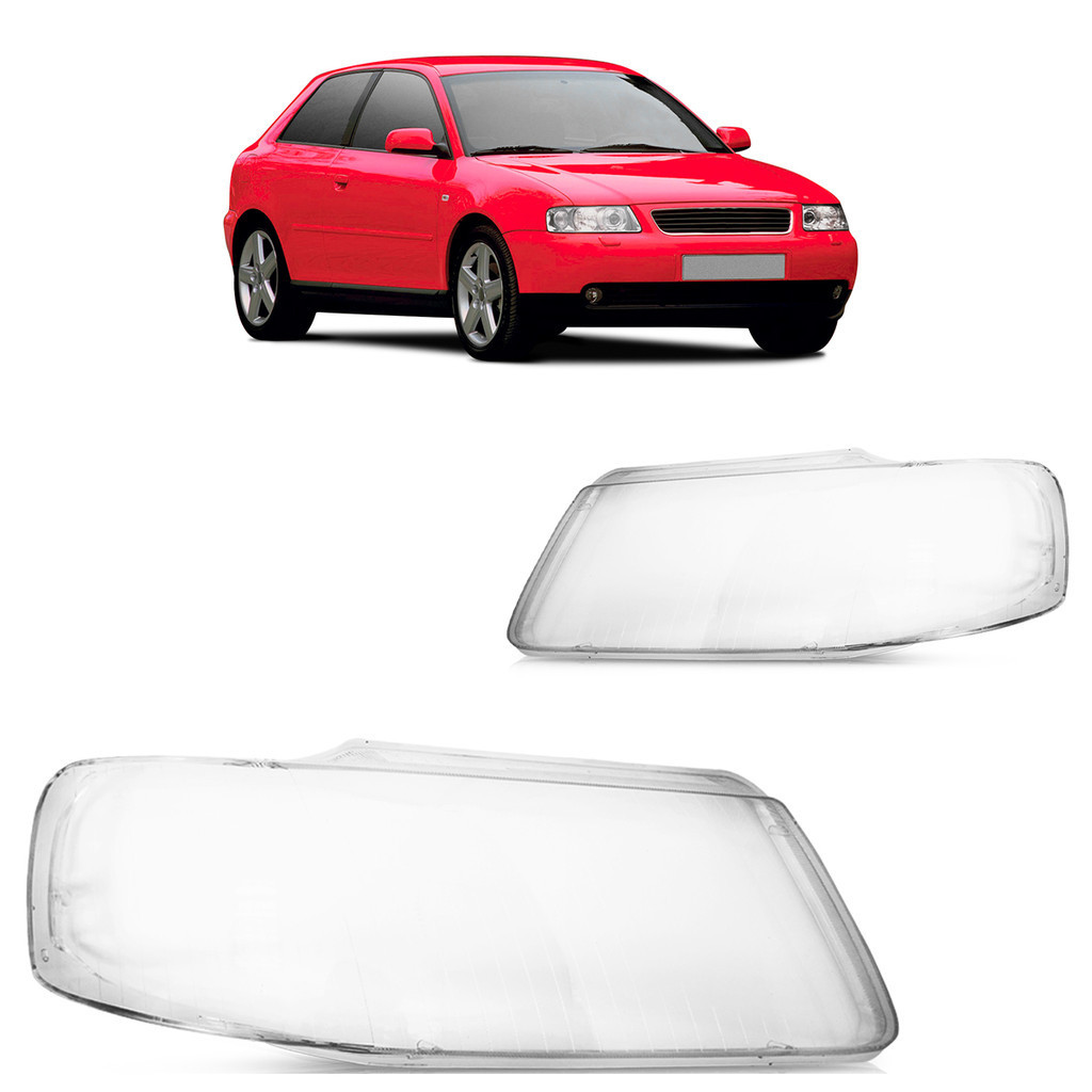 Par Lente Farol Dianteiro A3 2001 2002 2003 2004 2005 2006 Transparente Lente Lisa Acrilico - Spare Parts and Accessories for Vehicles