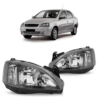 Par Farol Dianteiro Corsa Maxx Joy Premium 2008 A 2012 Máscara Negra Foco Duplo Lente Lisa Acrilico em Oferta na Shopee