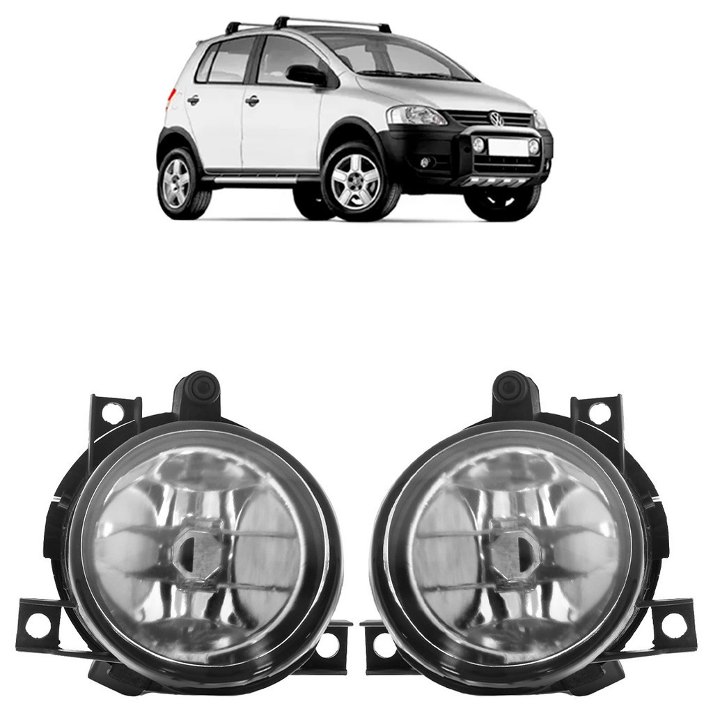 Par Farol de Milha Auxiliar Crossfox 2005 2006 2007 2008 2009 2010 Lente Lisa em Vidro - Spare Parts and Accessories for Vehicles