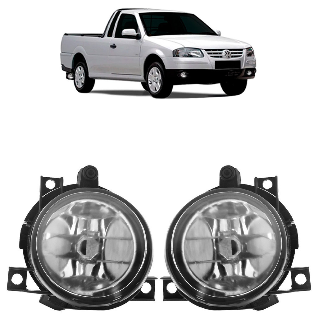 Par Farol Milha Auxiliar Saveiro 2006 2007 2008 2009 2010 2011 2012 2013 2014 Lente Lisa em Vidro