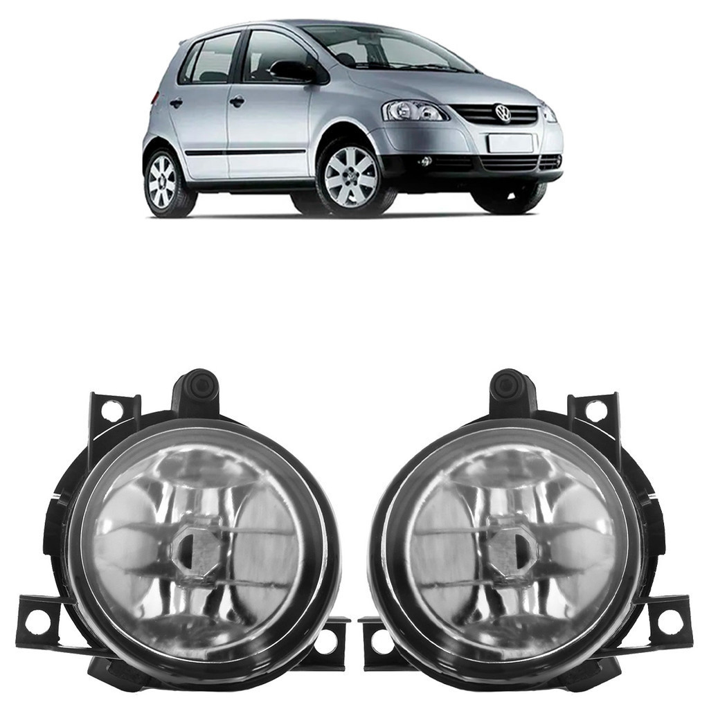 Par Farol Milha Auxiliar Fox 2003 2004 2005 2006 2007 2008 2009 Lente Lisa em Vidro