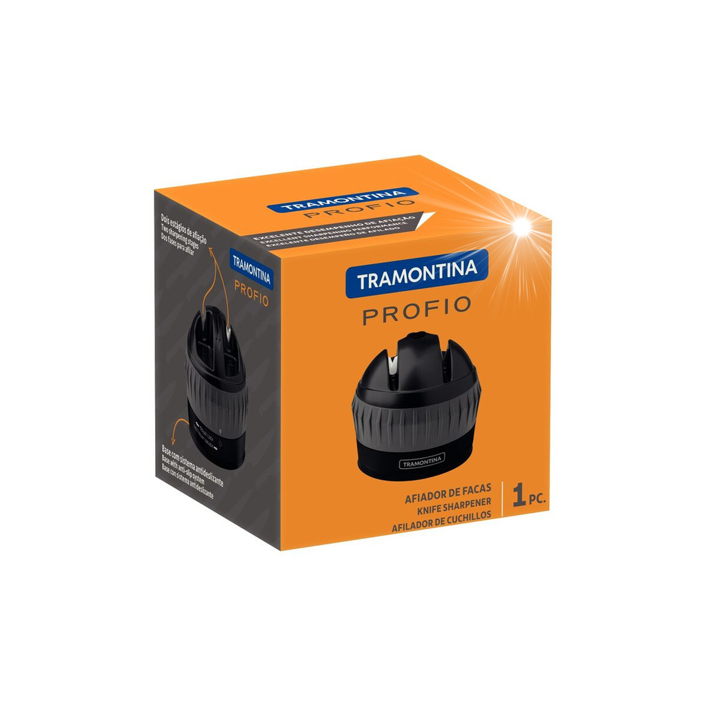Afiador de Facas Tramontina Profio com Base com Sistema Antideslizante Preto em Oferta na Shopee