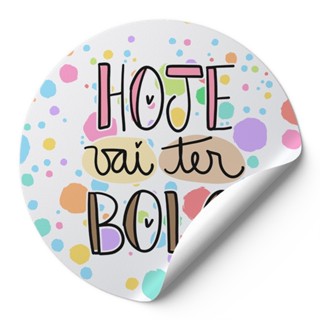 144 Adesivo Decorativo 4Cm Rotulos Autocolante Confeitaria Hoje Vai Ter Bolo Bolinhas Coloridas em Oferta na Shopee