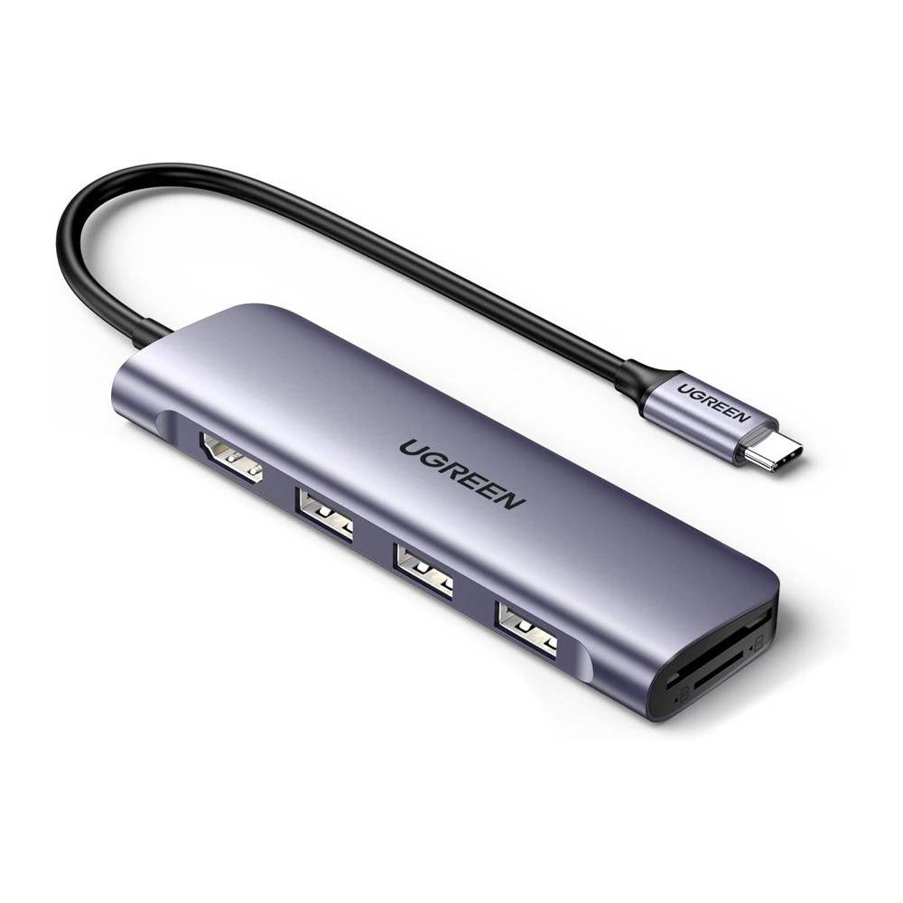 Hub Adaptador Multifuncional Ugreen 6 em 1 p/Usb-C Cinza
