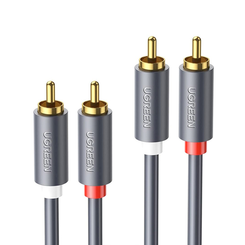 Cabo de Áudio Ugreen 2Rca Macho/Macho 1 Metro Preto em Oferta na Shopee