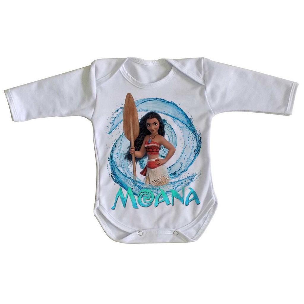 body nenê roupa bebê manga longa Moana Princesa