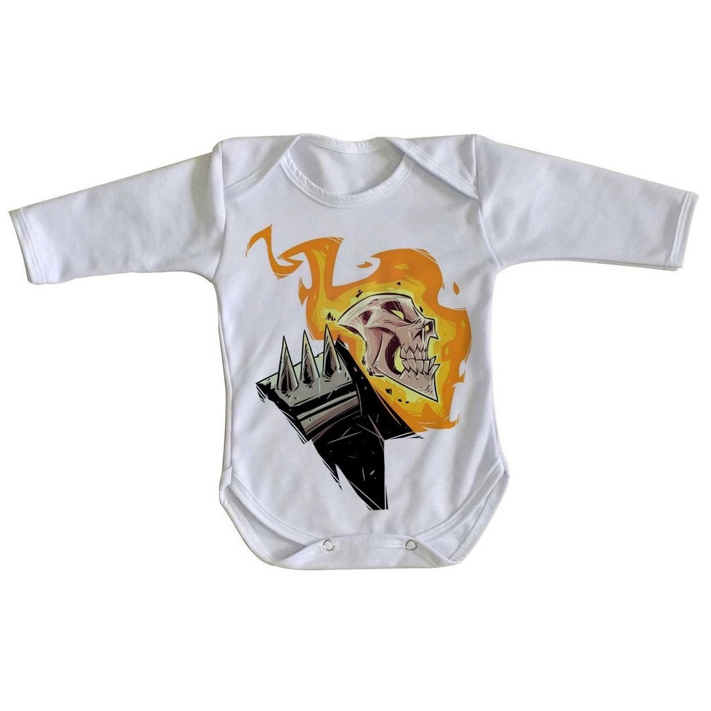 body nenê roupa bebê manga longa Motoqueiro Fantasma Fogo