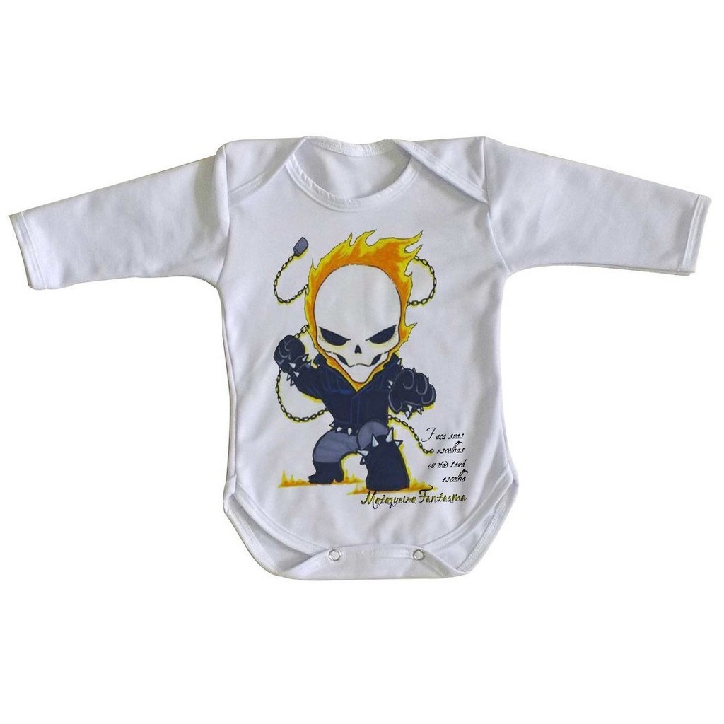 body nenê roupa bebê manga longa Motoqueiro Fantasma