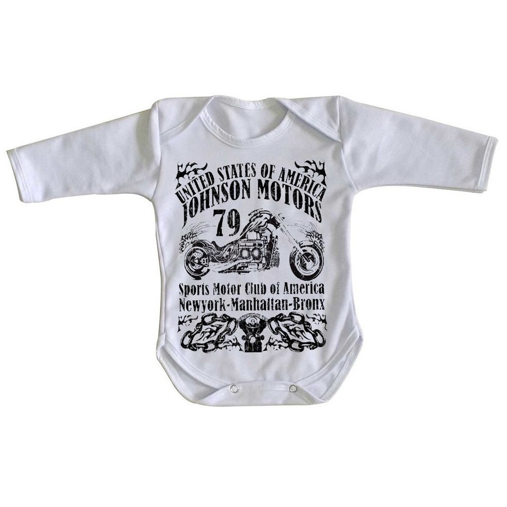 body nenê roupa bebê manga longa Moto Johnson Motors
