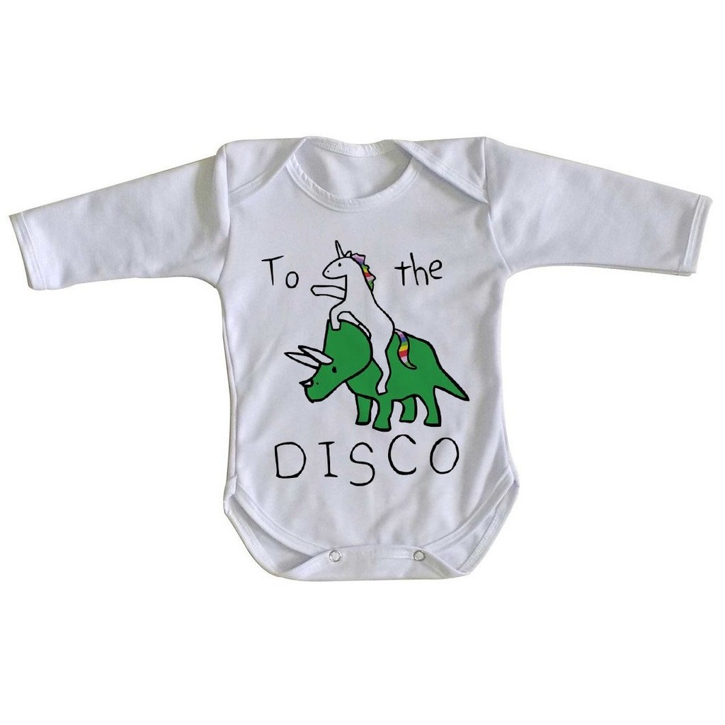 body nenê roupa bebê manga longa Dinossauro Unicórnio