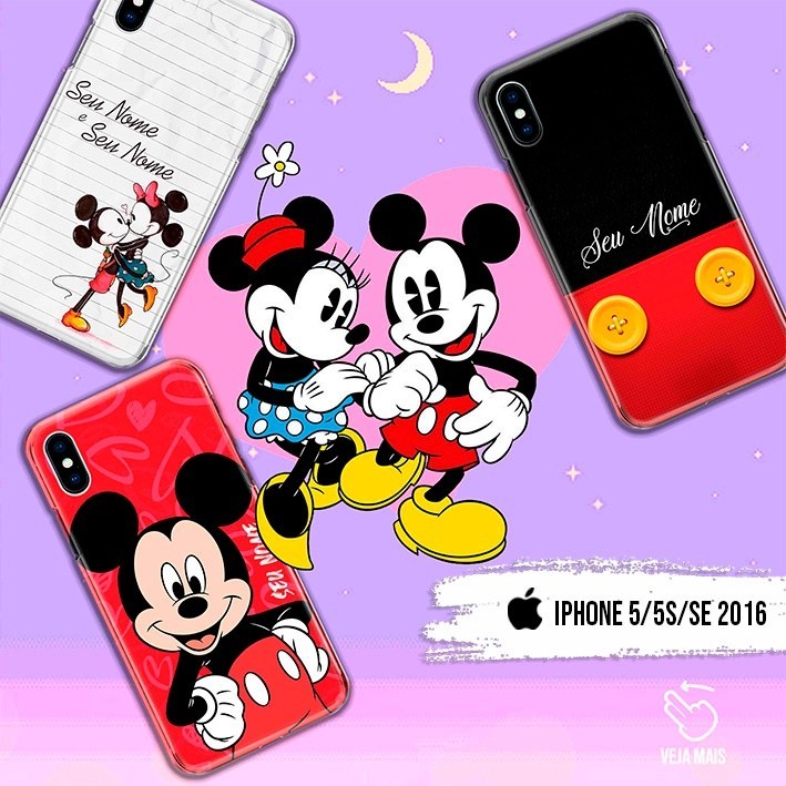 Capa Capinha  - iPhone 5 / 5S / SE 2016 - Mickey & Minnie Nome Personalizados
