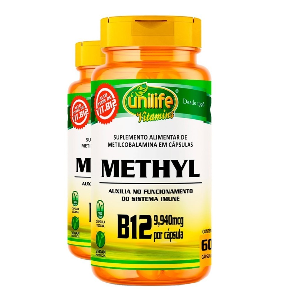 Vitamina B12 350mg Unilife Methyl 60 Cápsulas 2un Made in Brasil