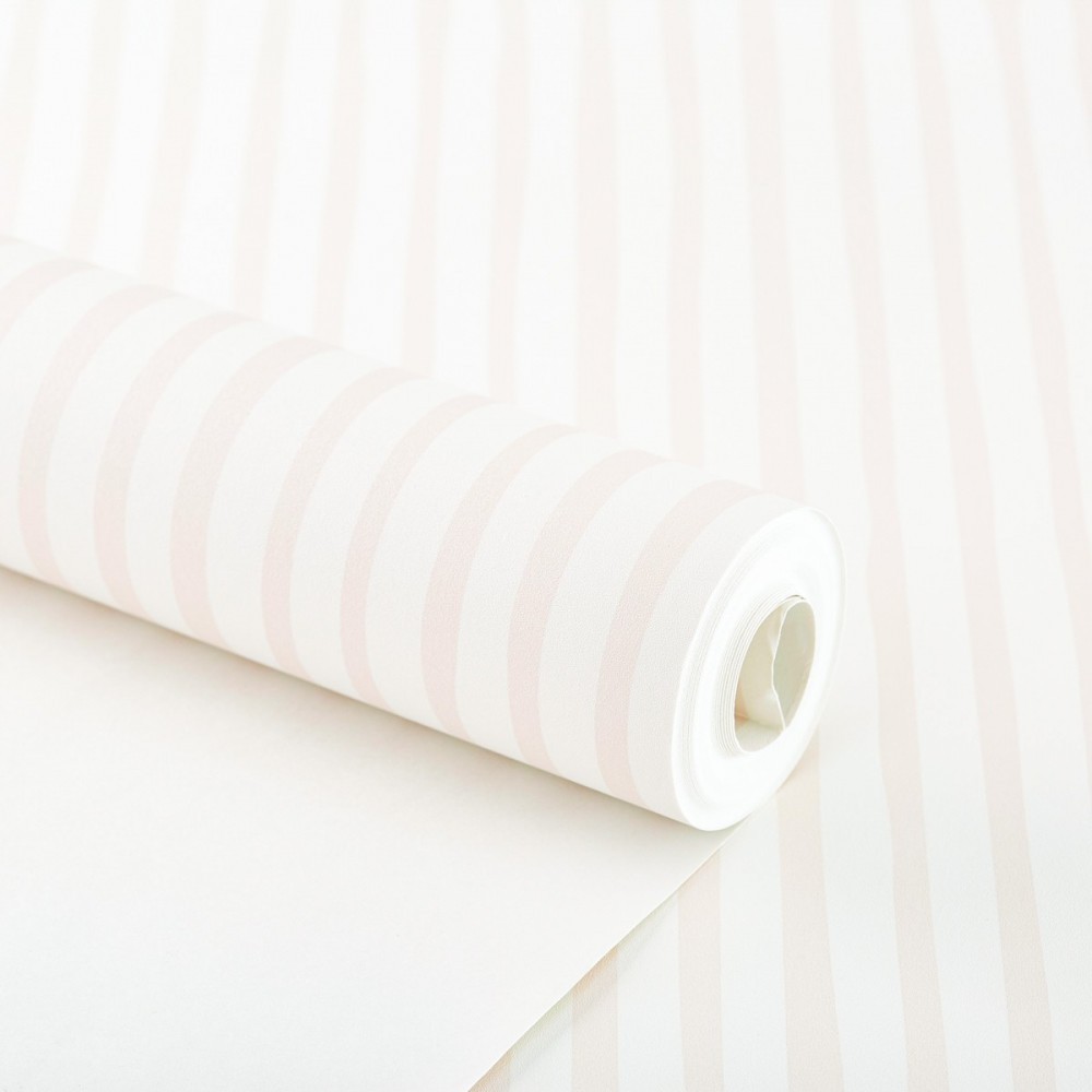 Papel De Parede Importado Vinílico Lavável Listrado Salmão