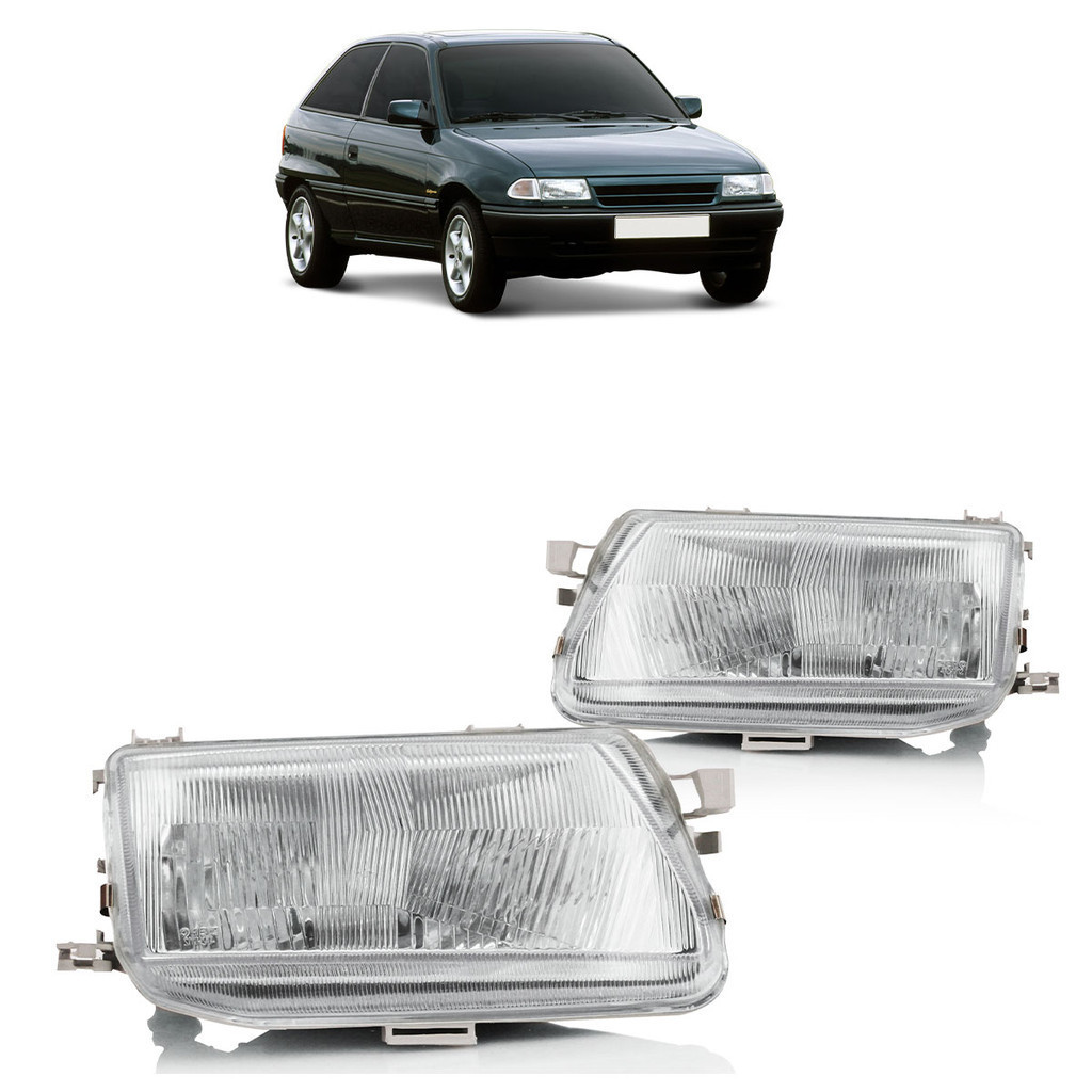 Par Farol Dianteiro Astra 1993 1994 1995 1996 Máscara Cromada Foco Simples Lente Estriada Vidro em Oferta na Shopee