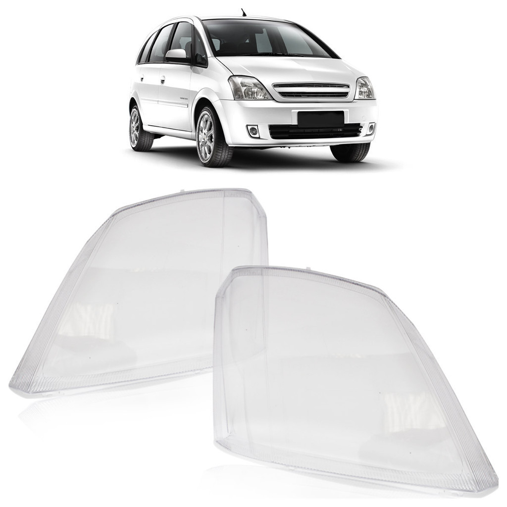 Par Lente Farol Dianteiro Meriva 2001 A 2012 Transparente Lente Lisa Acrilico