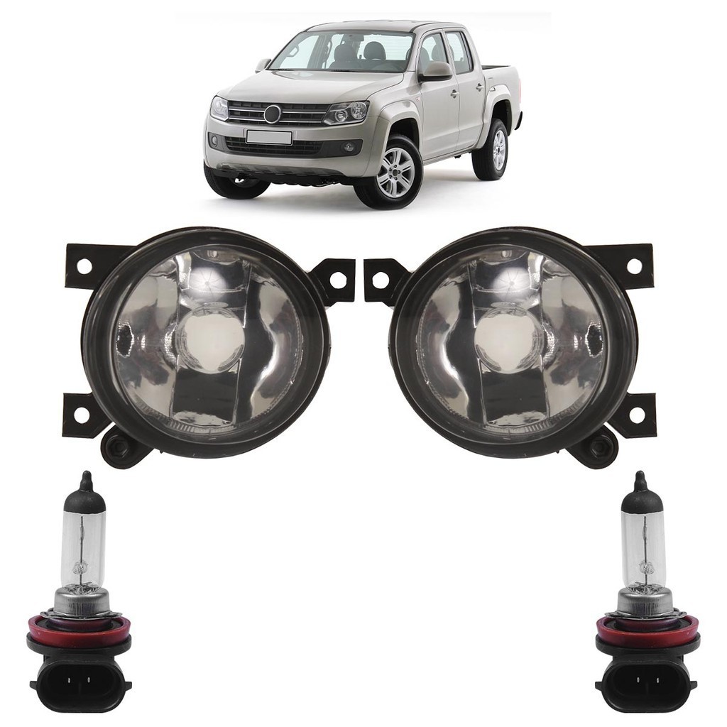 Kit Farol Milha Auxiliar + Lâmpada H11 Amarok 2010 2011 2012 2013 2014 Lente Lisa Vidro em Oferta na Shopee