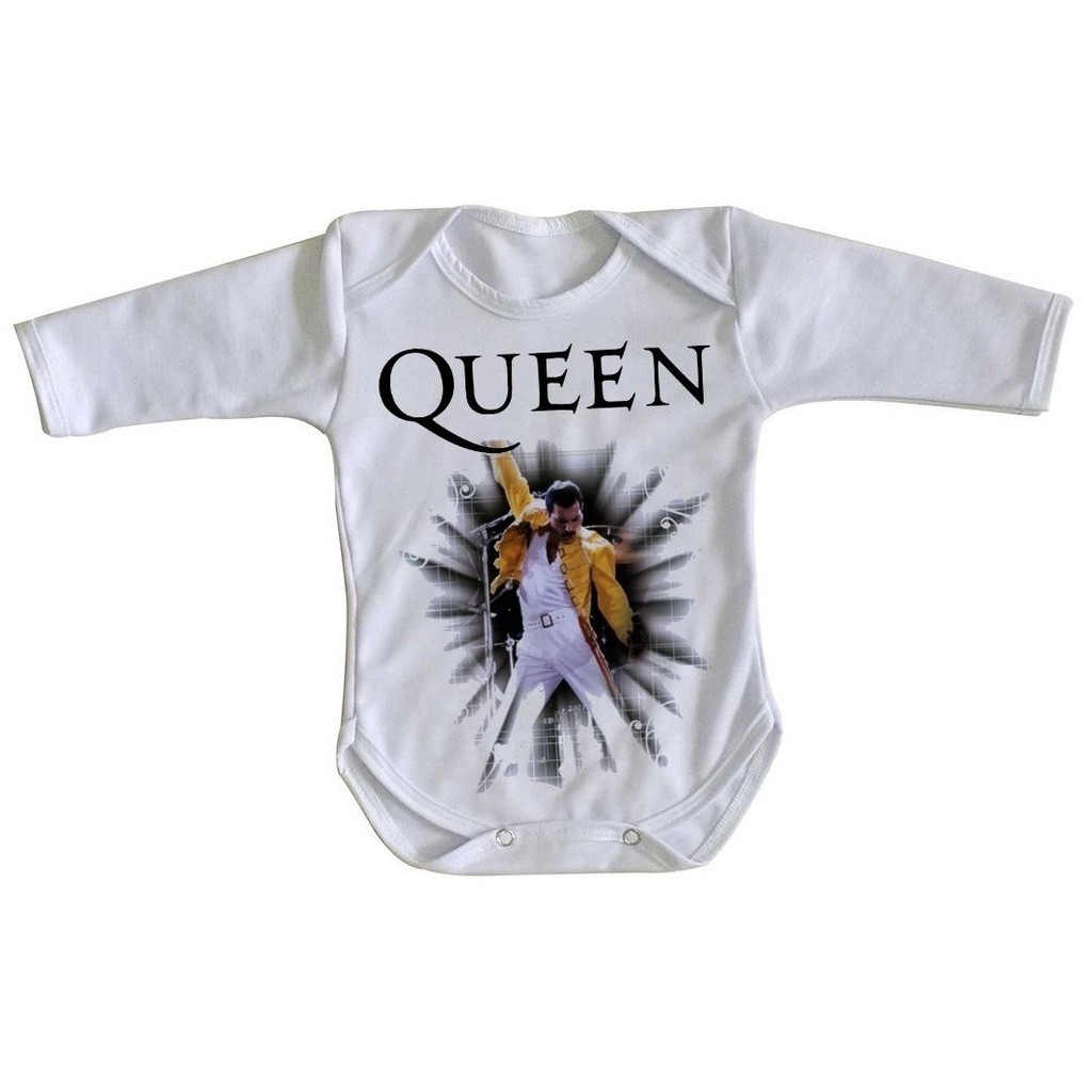 body nenê roupa bebê manga longa Queen Freddie Mercury