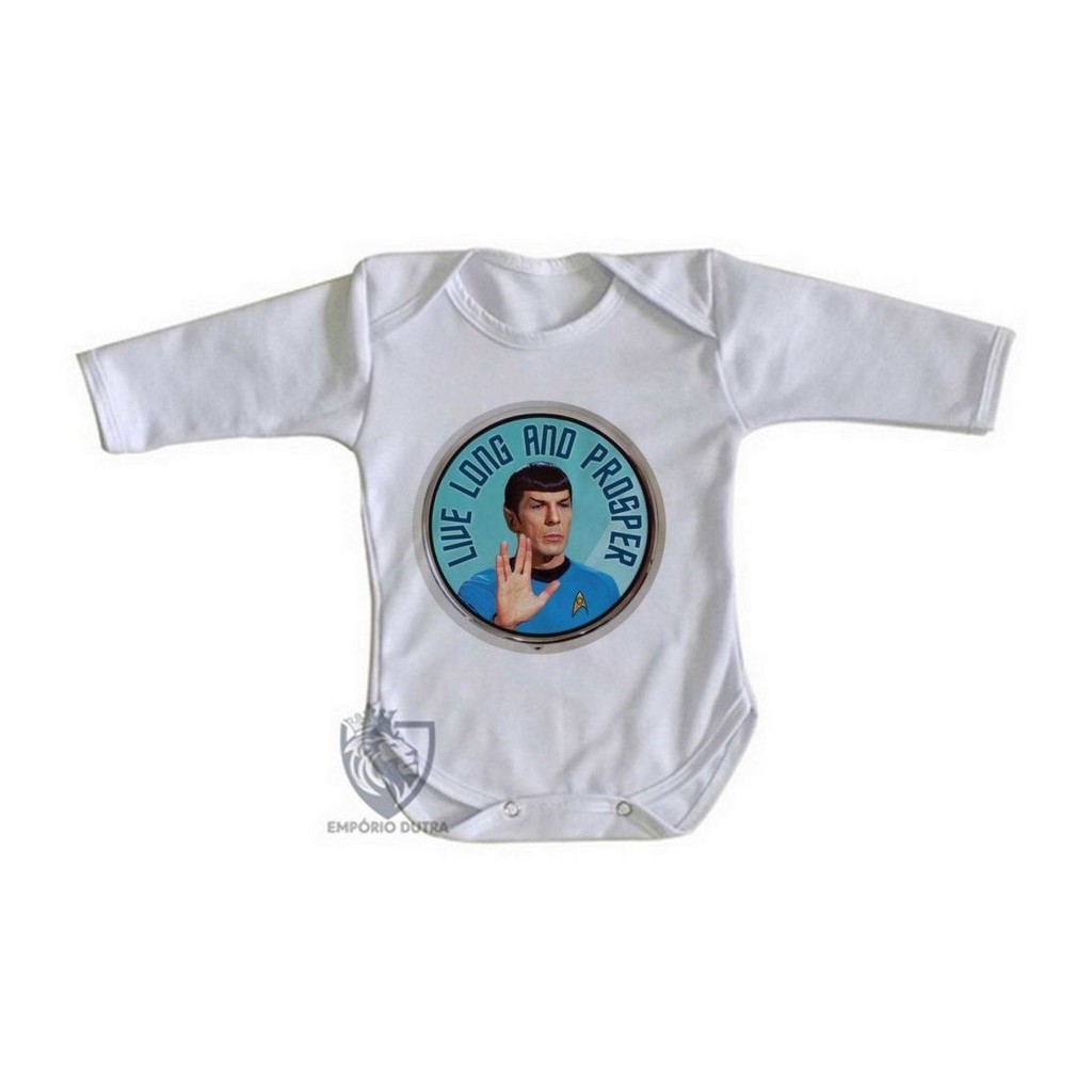 body nenê roupa bebê manga longa Spock vida longa e próspera