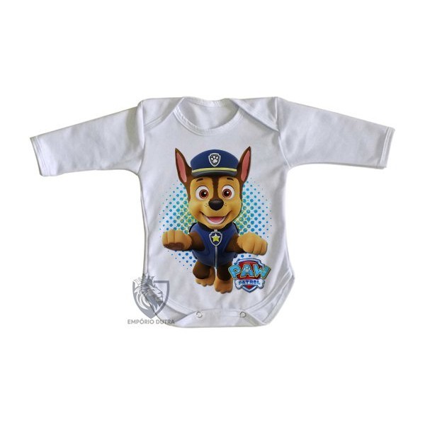 body nenê roupa bebê manga longa  Patrulha Canina Chase
