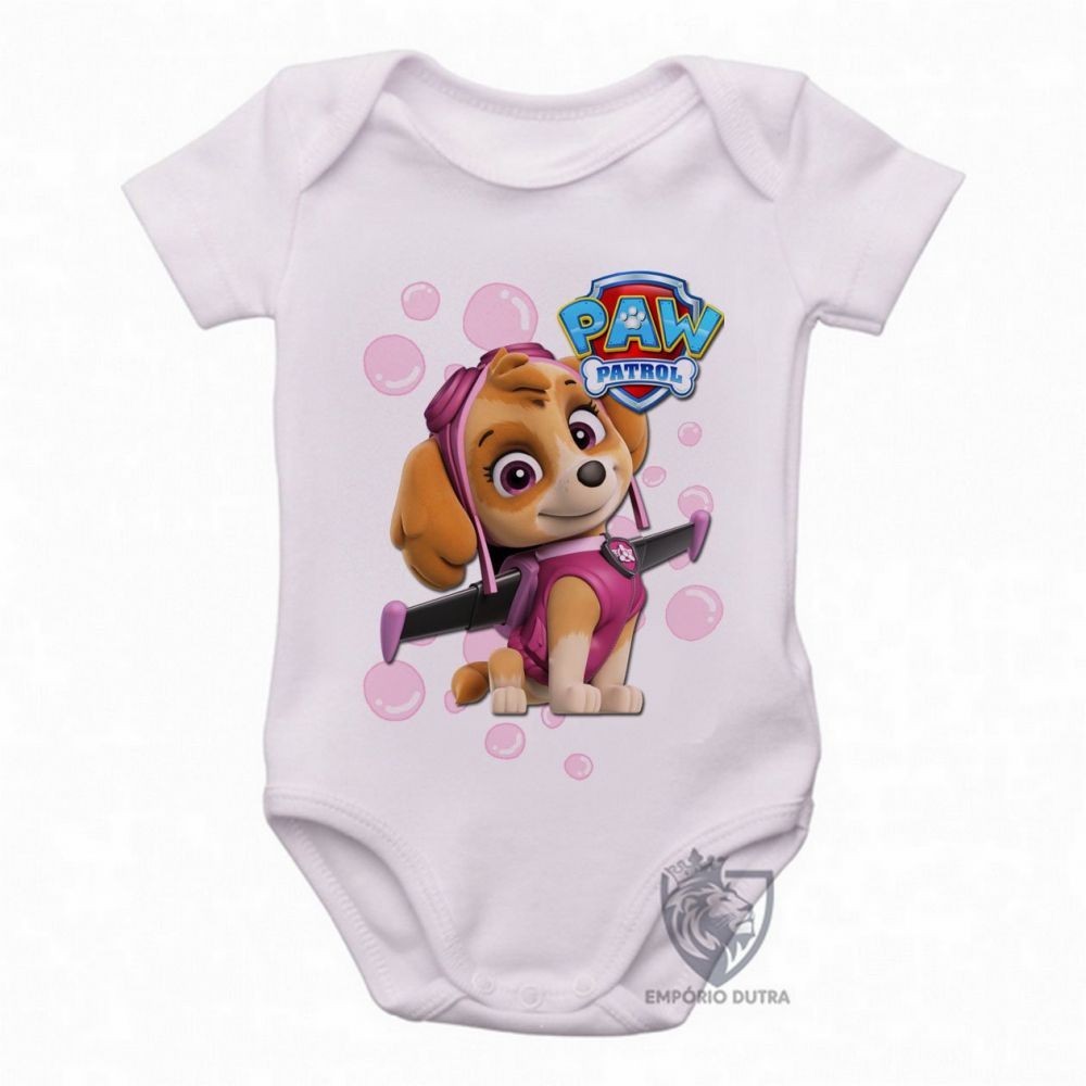 body nenê roupa bebê  Patrulha Canina Skye