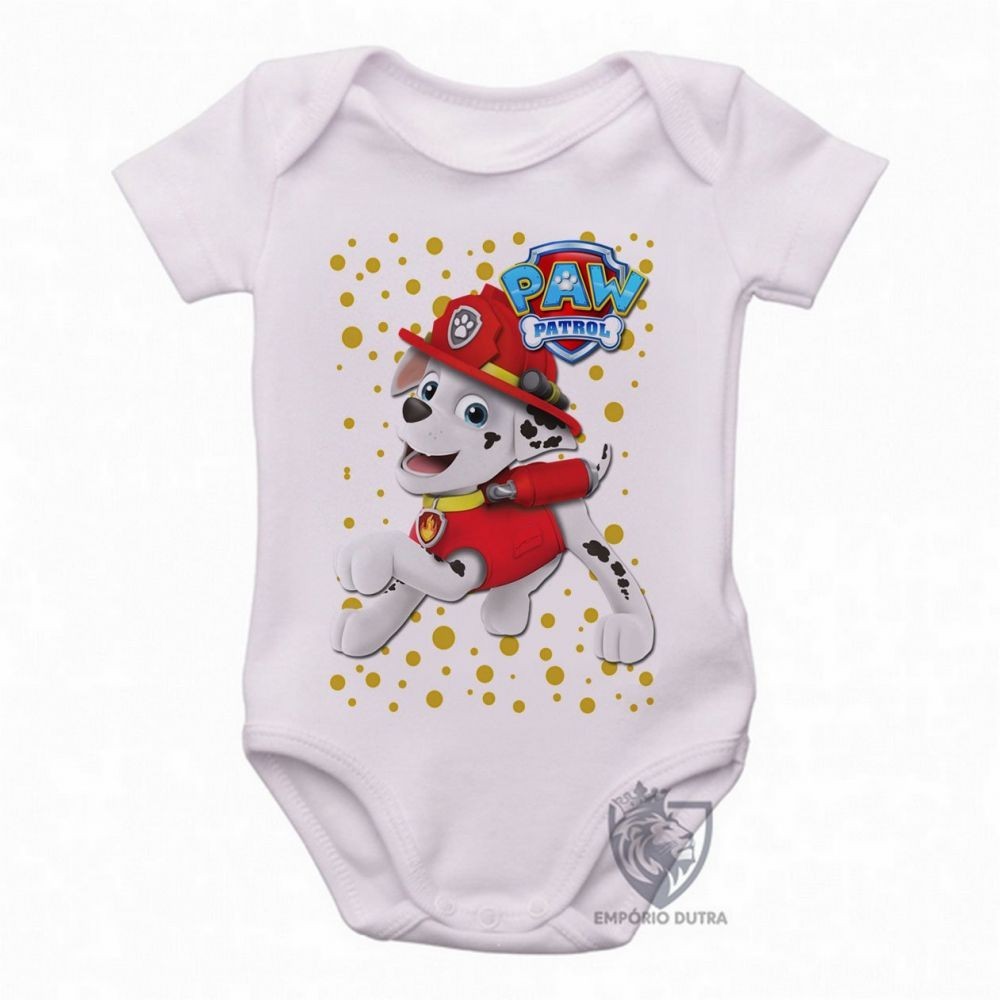 body nenê roupa bebê  Patrulha Canina Marshall