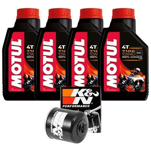 KIT MOTUL 7100 10W-40 4T 4 LITROS + Filtro de Óleo K&N KN-153
