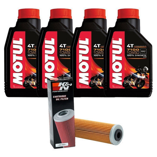 KIT MOTUL 7100 10W-50 4T 4 LITROS + Filtro de Óleo K&N KN-650