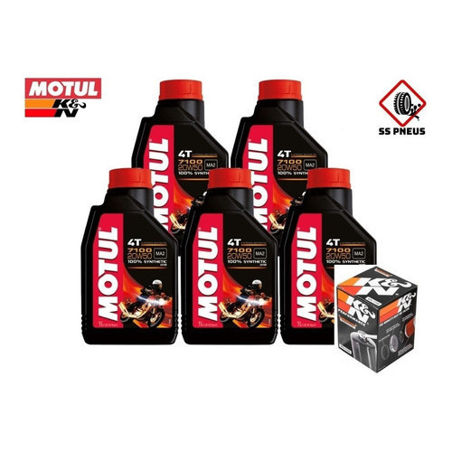 KIT MOTUL 7100 20W-50 4T 5 LITROS  + Filtro de Óleo K&N KN-174B