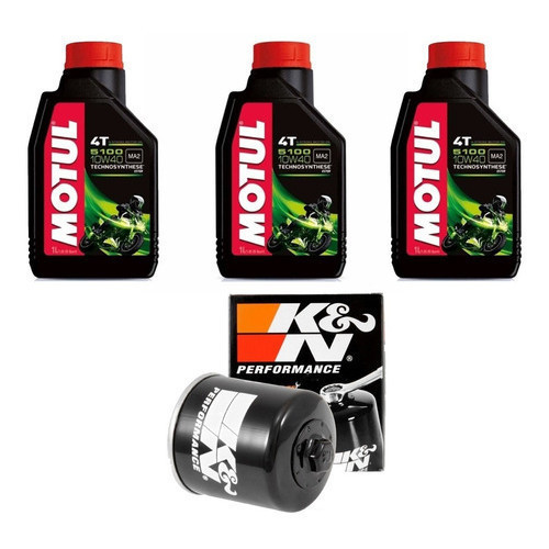 KIT MOTUL 5100 10W-40 3 LITROS + Filtro de Óleo K&N KN-138