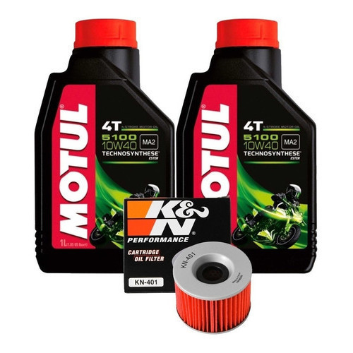 KIT MOTUL 5100 10W-40 2 LITROS + Filtro de Óleo K&N KN-401