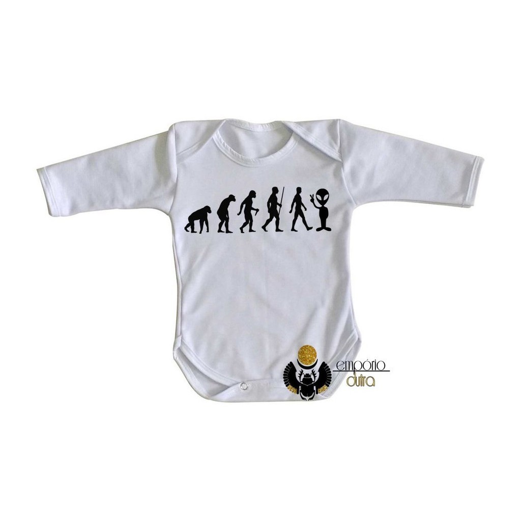 body nenê roupa bebê manga longa Evolução Alien