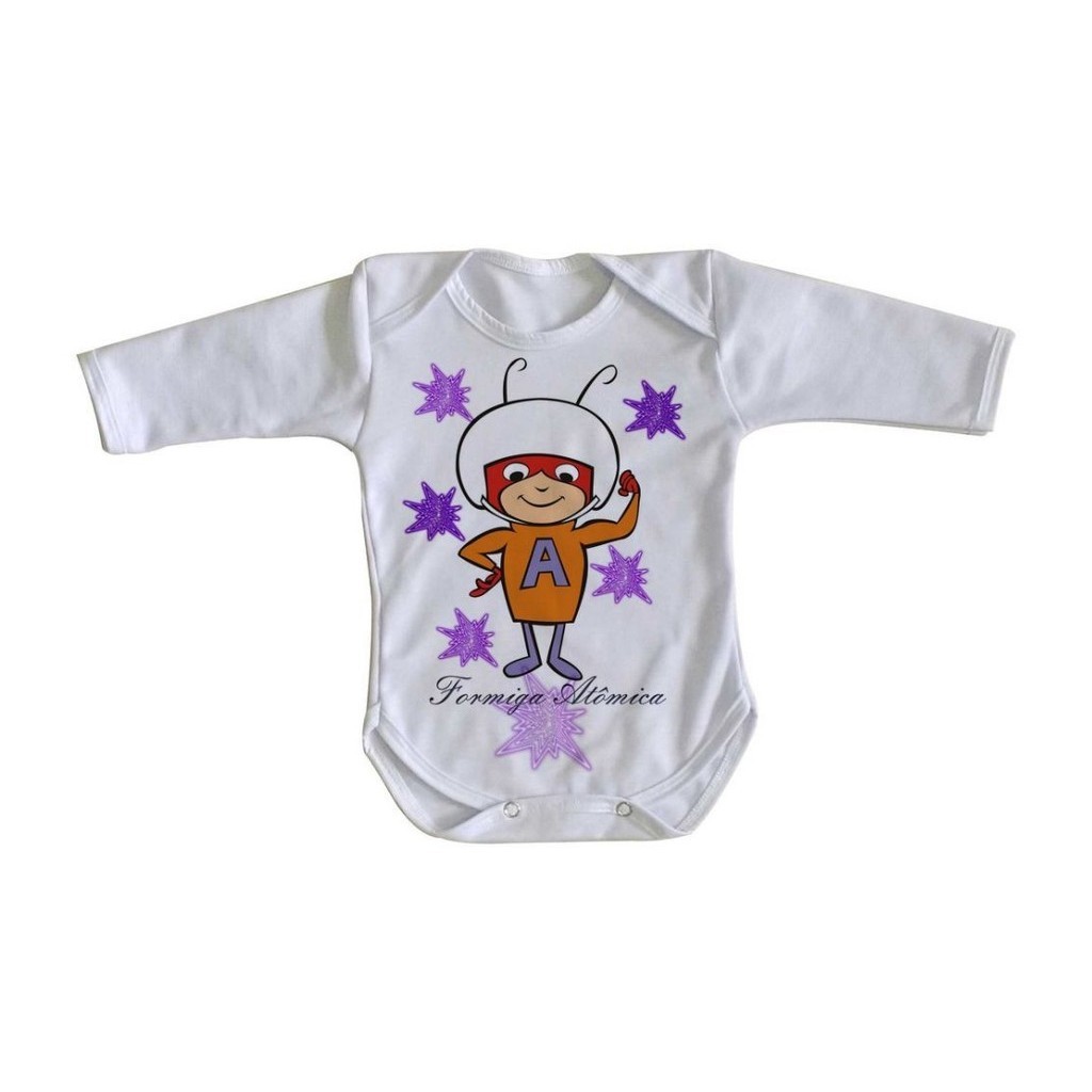 body nenê roupa bebê manga longa  Formiga Atômica
