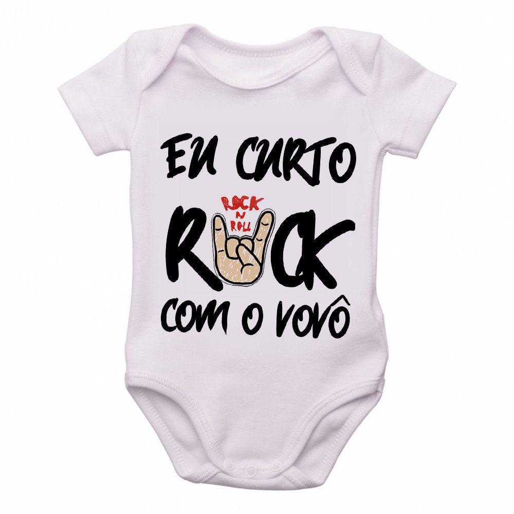 body nenê roupa bebê Eu curto rock com o vovô